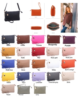 Fashion Faux Woven Leather Messenger Bag with Buckle WU112